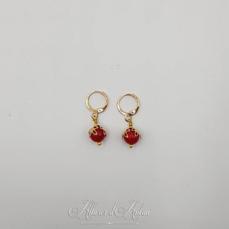 Boucles d'oreilles Corail - Doré