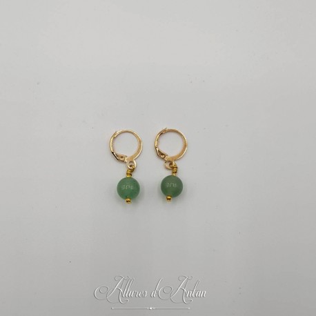 Boucles d'oreilles Aventurine - Doré