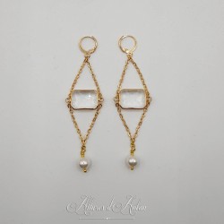 Boucles d'oreilles  Strass et Perles - Blanc