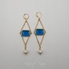 Boucles d'oreilles  Strass et Perles - Bleu