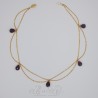 Collier- Chaine, Strass et Perles - Violet