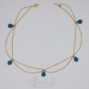 Collier- Chaine, Strass et Perles - Bleu