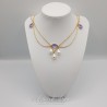 Collier- Chaine, Strass et Perles - Mauve