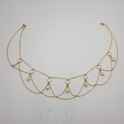 Collier en esclavage- Chaine et Strass - Blanc