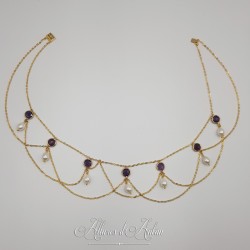 Collier en esclavage- Chaine et Strass - Violet