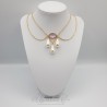 Collier- Chaine, Strass et Perles - Rose