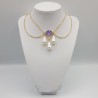 Collier- Chaine, Strass et Perles - Mauve