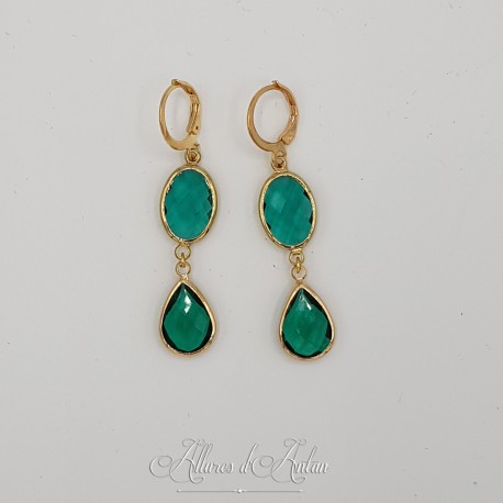 Boucles d'oreilles Strass - Vert