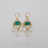 Boucles d'oreilles  Strass et Perles Gouttes - Vert