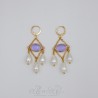 Boucles d'oreilles  Strass et Perles Gouttes - Mauve