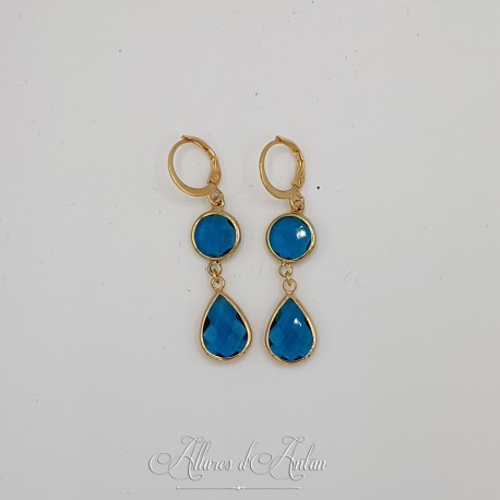 Boucles d'oreilles Strass - Bleu