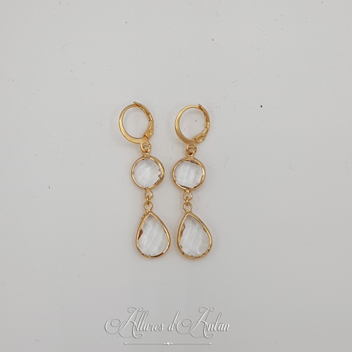 Boucles d'oreilles Strass - Blanc