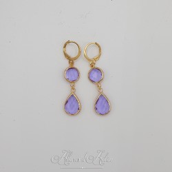 Boucles d'oreilles Strass - Mauve