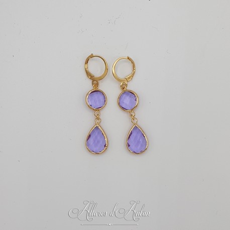 Boucles d'oreilles Strass - Mauve