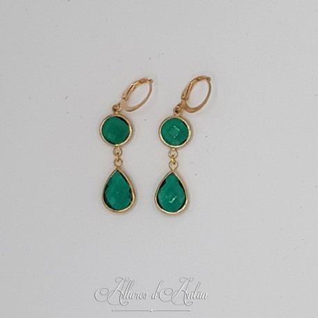 Boucles d'oreilles Strass - Vert