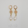Boucles d'oreilles  Strass et Perles Gouttes - Rose