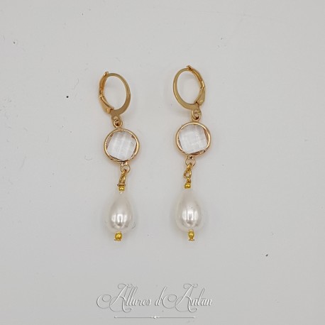 Boucles d'oreilles  Strass- Blanc