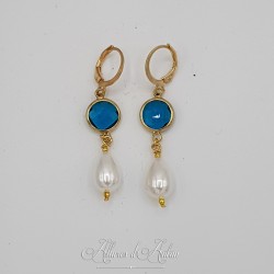 Boucles d'oreilles  Strass- Bleu
