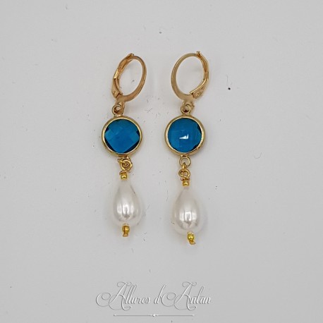 Boucles d'oreilles  Strass- Bleu