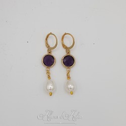 Boucles d'oreilles  Strass- Violet