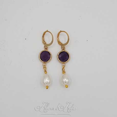 Boucles d'oreilles  Strass- Violet