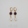 Boucles d'oreilles  Strass- Violet