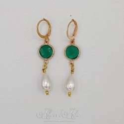Boucles d'oreilles  Strass- Vert