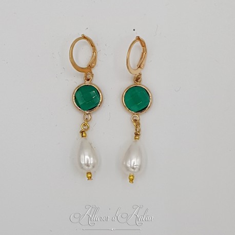 Boucles d'oreilles  Strass- Vert