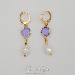 Boucles d'oreilles  Strass- Mauve