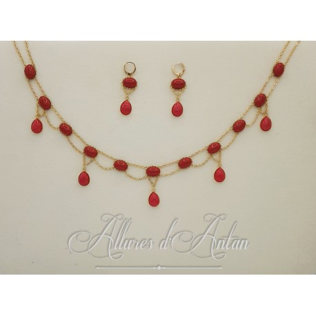 Parure gouttes Corail