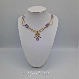 Collier en esclavage- Chaine et Strass - MAUVE
