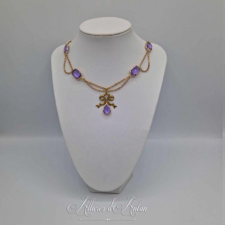 Collier en esclavage- Chaine et Strass - MAUVE