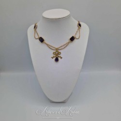 Collier en esclavage- Chaine et Strass - VIOLET