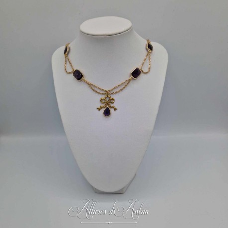 Collier en esclavage- Chaine et Strass - VIOLET