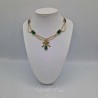 Collier en esclavage- Chaine et Strass - VERT