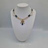 Collier en esclavage- Chaine et Strass - BLEU