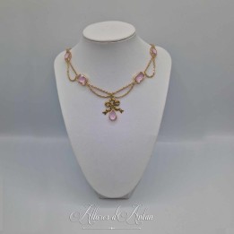Collier en esclavage- Chaine et Strass - ROSE