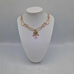Collier en esclavage- Chaine et Strass - ROSE