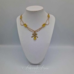 Collier en esclavage- Chaine et Strass - JAUNE