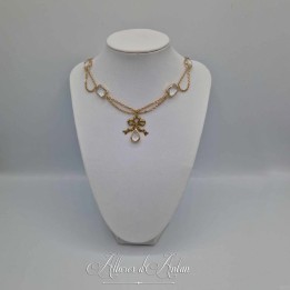 Collier en esclavage- Chaine et Strass - BLANC
