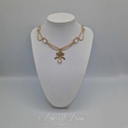 Collier en esclavage- Chaine et Strass - BLANC