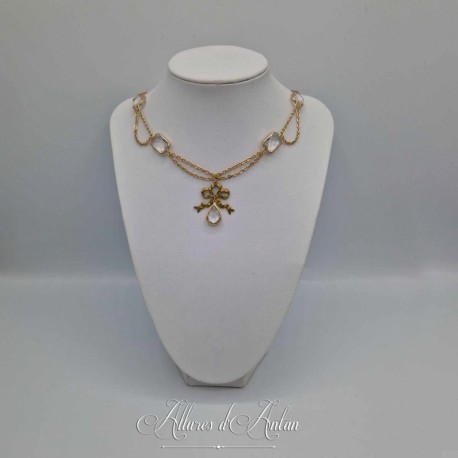 Collier en esclavage- Chaine et Strass - BLANC