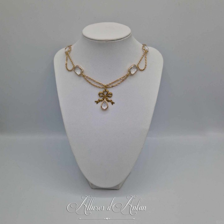 Collier en esclavage- Chaine et Strass - BLANC
