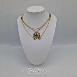 Collier en esclavage- Chaine et Strass - VERT