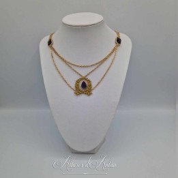 Collier en esclavage- Chaine et Strass - VIOLET