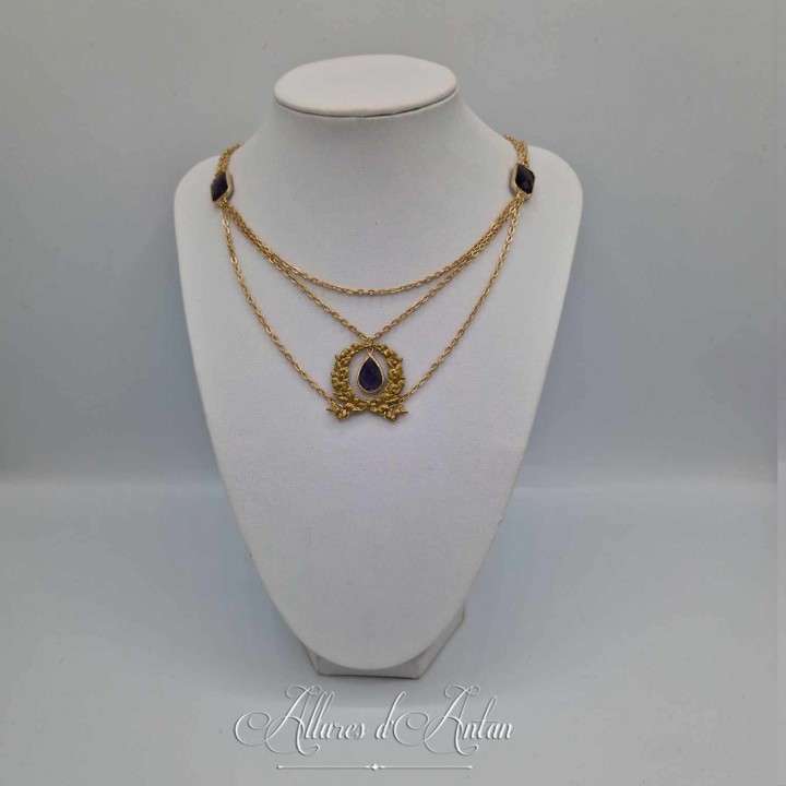 Collier en esclavage- Chaine et Strass - VIOLET