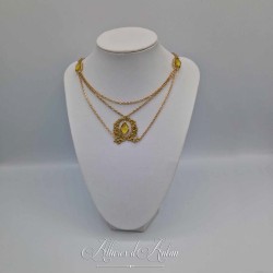 Collier en esclavage- Chaine et Strass - JAUNE