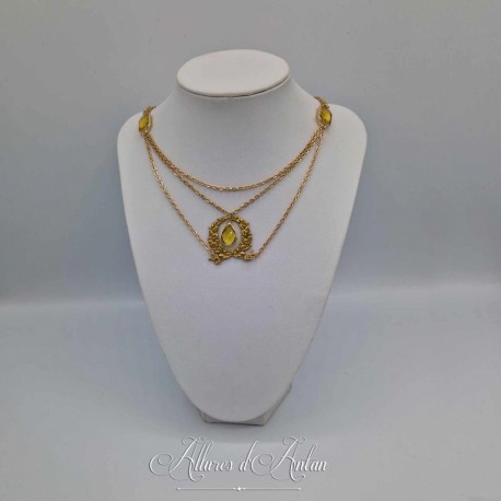 Collier en esclavage- Chaine et Strass - JAUNE