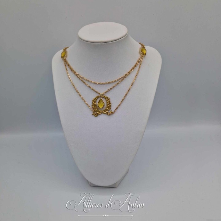 Collier en esclavage- Chaine et Strass - JAUNE