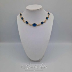 Collier- Chaine et Strass - BLEU